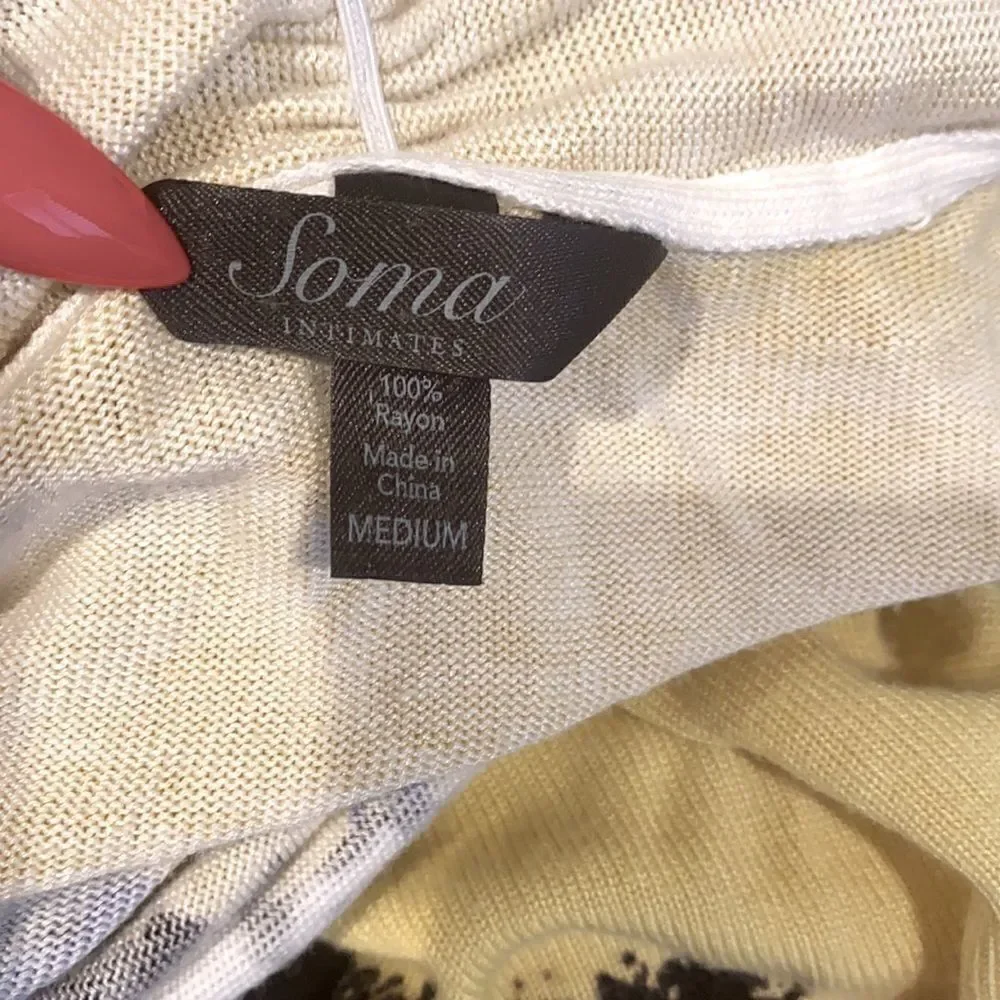 Soma Asymmetrical Floral Open Front Cardigan Size Medium - Picture 4 of 4